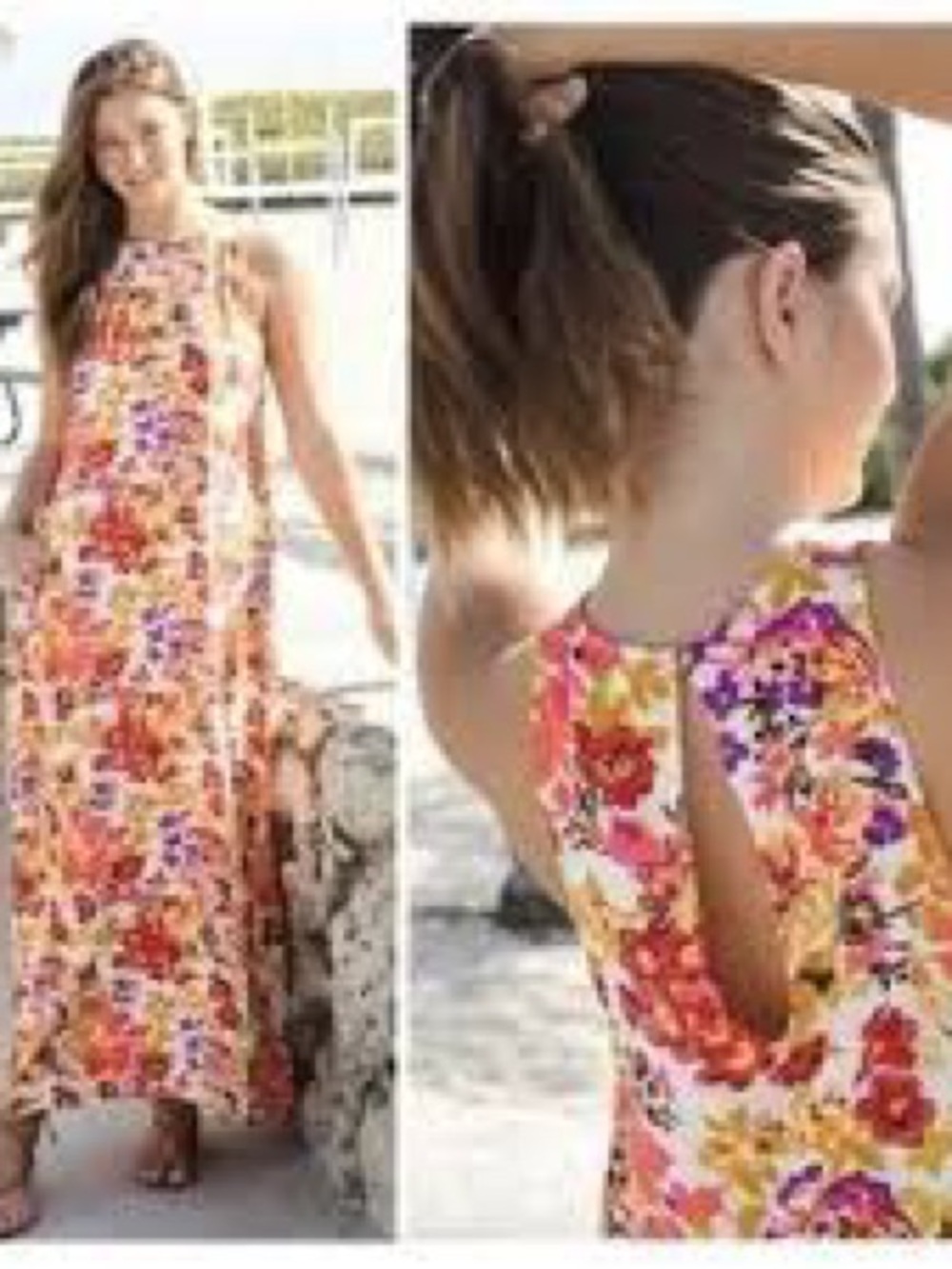 Natural Life Floral Sleeveless Maxi Dress White Pink Boho Medium - Picture 2 of 7